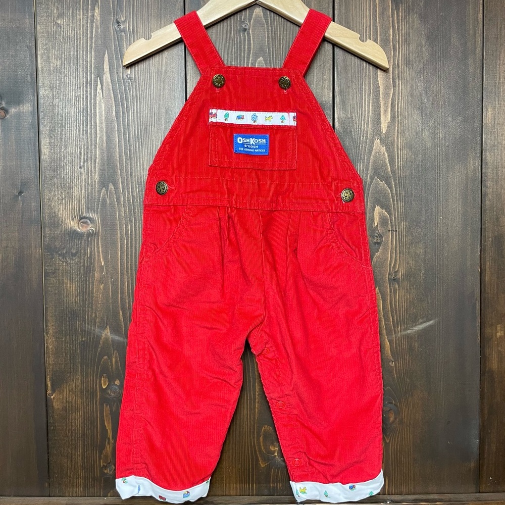 Vintage OshKosh B'gosh Red Kids Corduroy Overalls Made in the USA 12 Months